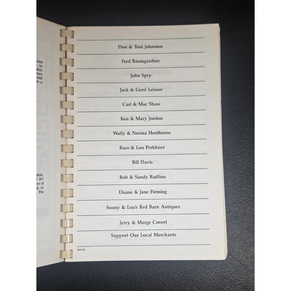 Deer‎ Creek Volunteer Fire Department Cookbook Warsaw Missouri 1992
